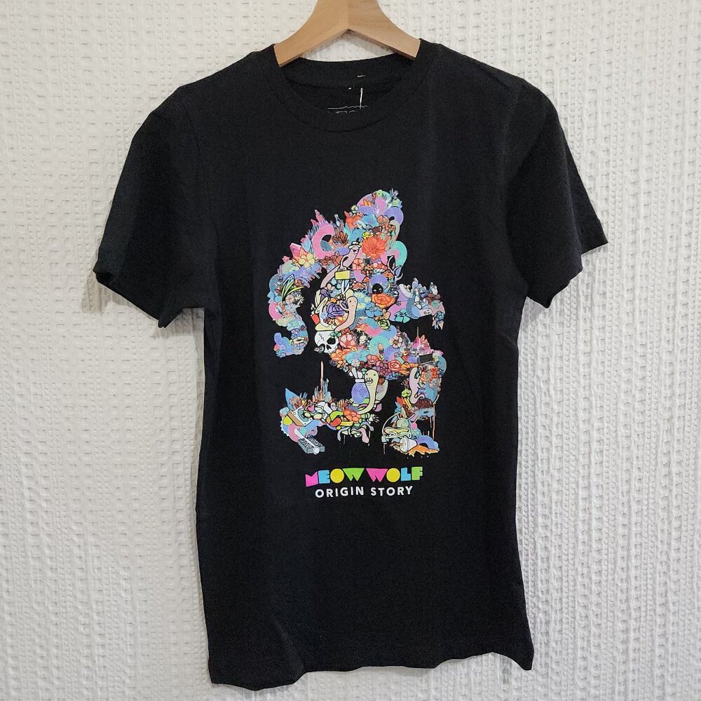Meow Wolf Neon Black Graphic Crewneck Shirt Size X-Small Women's